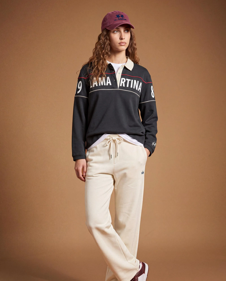 Granatowa bluza polo z logo - Image #3