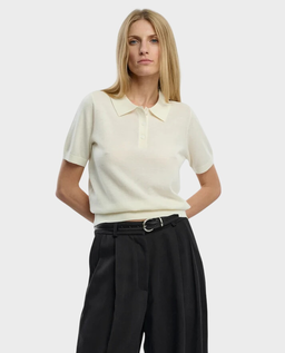 Kremowy wełniany T-shirt polo Marlowe - Image #1