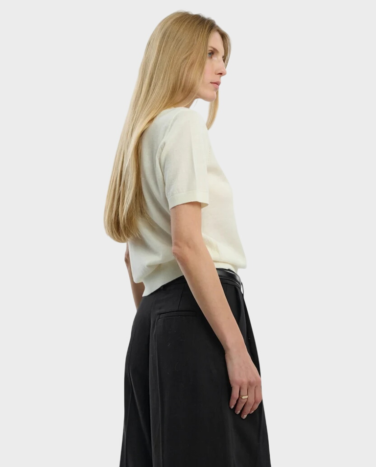Kremowy wełniany T-shirt polo Marlowe - Image #3