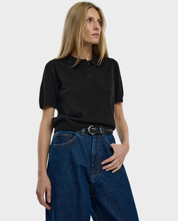 Czarny wełniany T-shirt polo Marlowe - Image #3