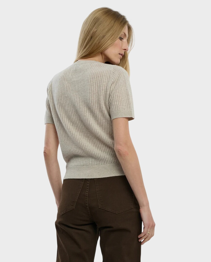 Beżowy wełniany T-shirt z kaszmirem Astrid - Image #2