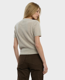 Beżowy wełniany T-shirt z kaszmirem Astrid - Image #2
