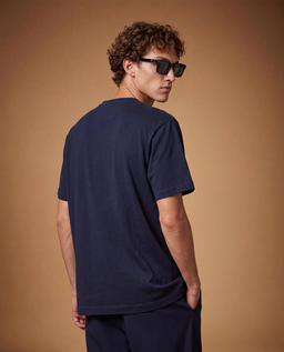 Granatowy t-shirt z nadrukiem - Image #2