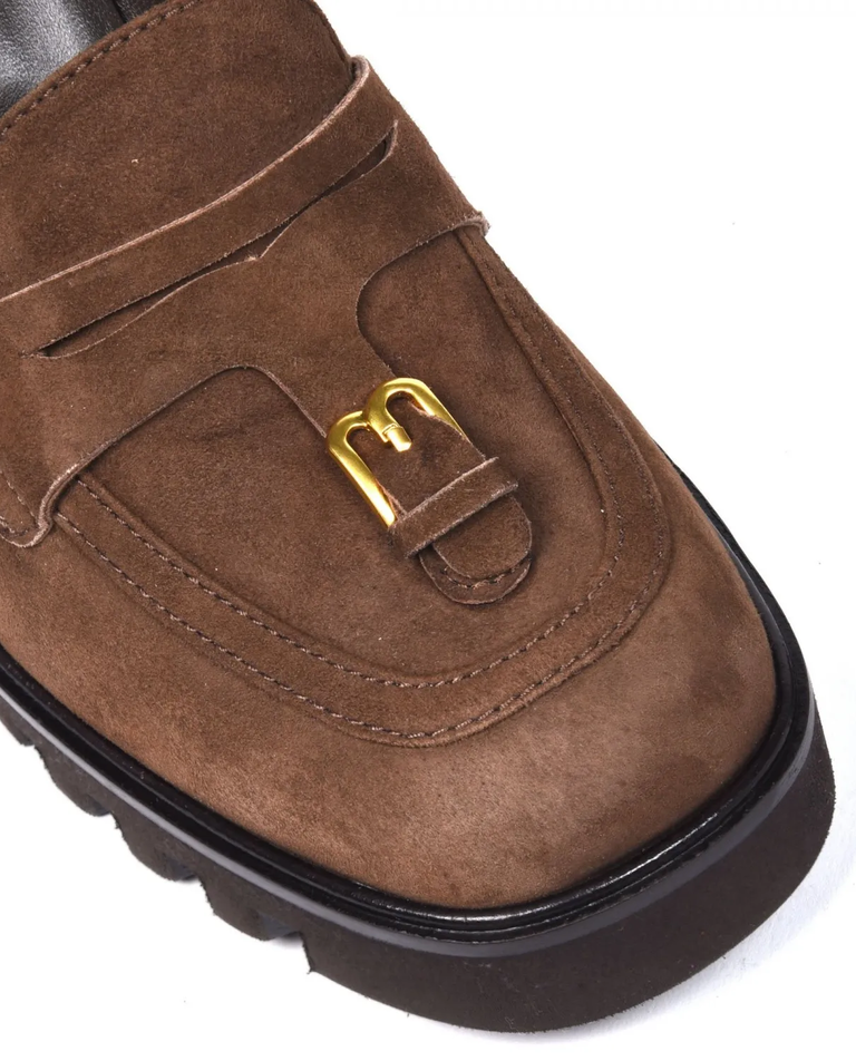 Brązowe zamszowe buty na platformie - Image #3