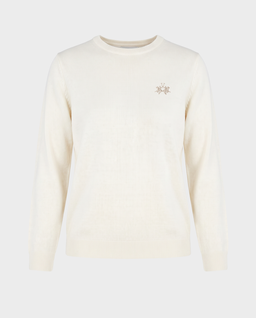 Kremowy sweter z haftowanym logo - Image #0