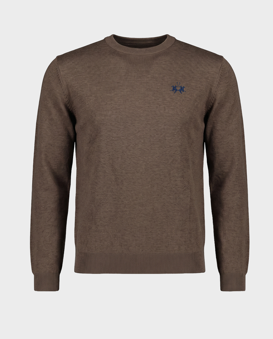Brązowy sweter z haftowanym logo - Image #0