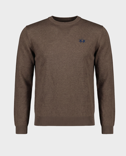 Brązowy sweter z haftowanym logo - Image #0