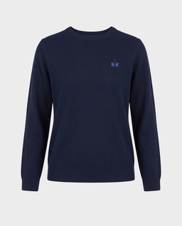 Granatowy sweter z haftowanym logo - Image #0