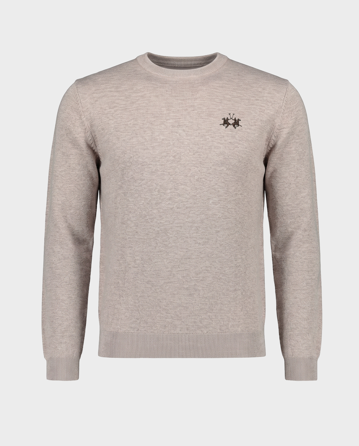 Beżowy sweter z haftowanym logo - Image #0