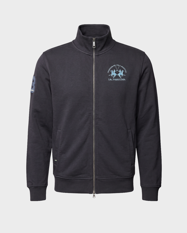 Granatowa bluza ze stójką i haftowanym logo