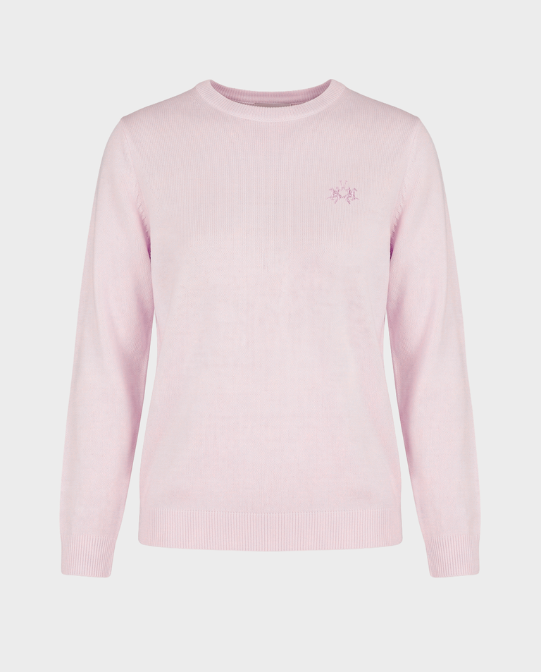 Różowy sweter z haftowanym logo - Image #0