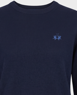 Granatowy sweter z haftowanym logo - Image #1