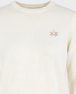Kremowy sweter z haftowanym logo - Image #1