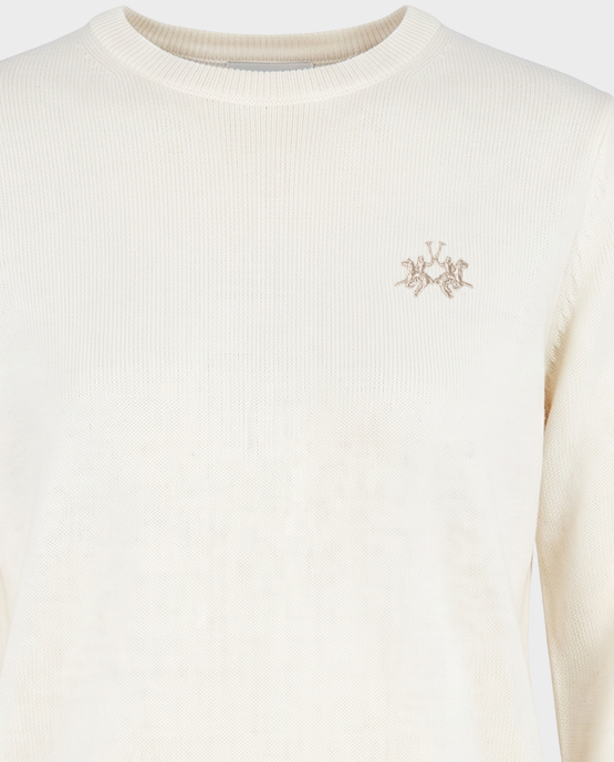 Kremowy sweter z haftowanym logo - Image #1