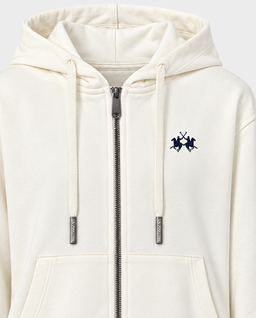 Kremowa bluza z kapturem i logo - Image #1