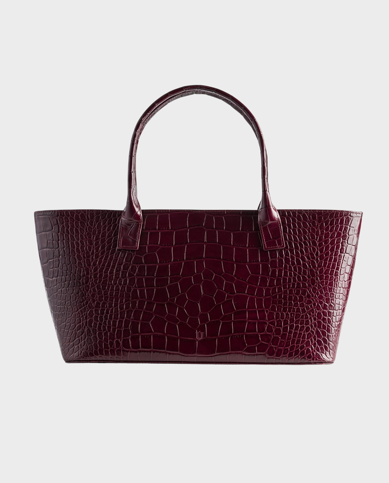 Bordowa torebka z tłoczonej skóry Tote Medium Croco