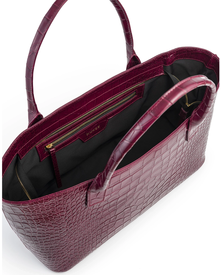 Bordowa torebka z tłoczonej skóry Tote Medium Croco