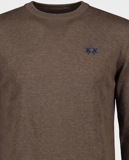 Brązowy sweter z haftowanym logo - Image #1