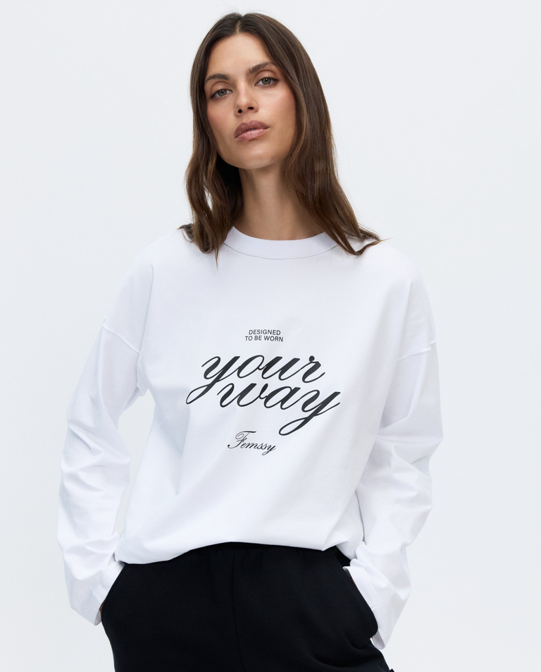 Biały bawełniany longsleeve Ava