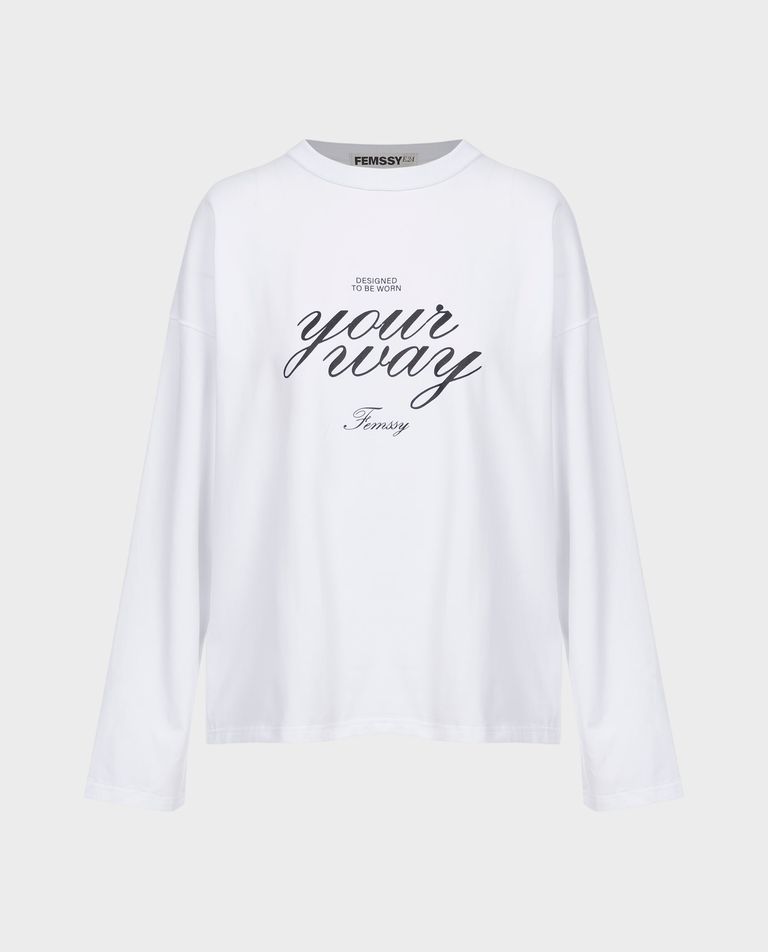 Biały bawełniany longsleeve Ava