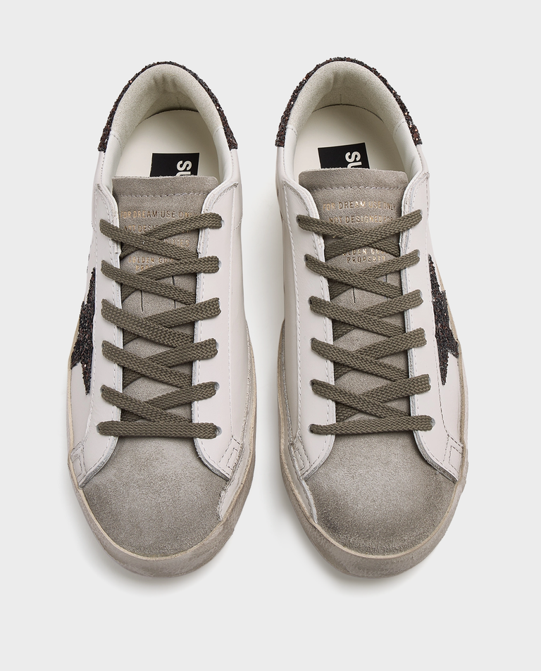 Białe sneakersy Super Star z brokatową gwiazdą
