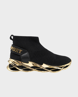 Czarno-złote sneakersy sportowe Low Sock Runner - Image #0