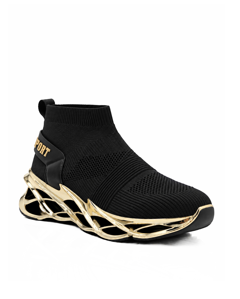 Czarno-złote sneakersy sportowe Low Sock Runner