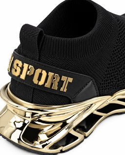 Czarno-złote sneakersy sportowe Low Sock Runner - Image #5