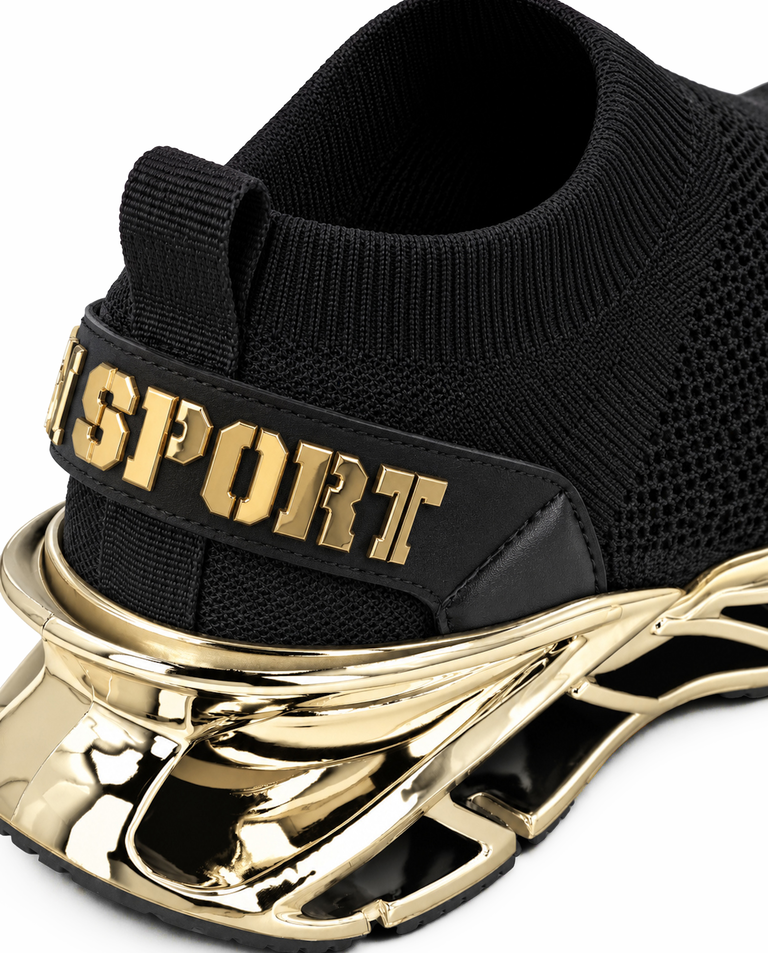 Czarno-złote sneakersy sportowe Low Sock Runner - Image #5