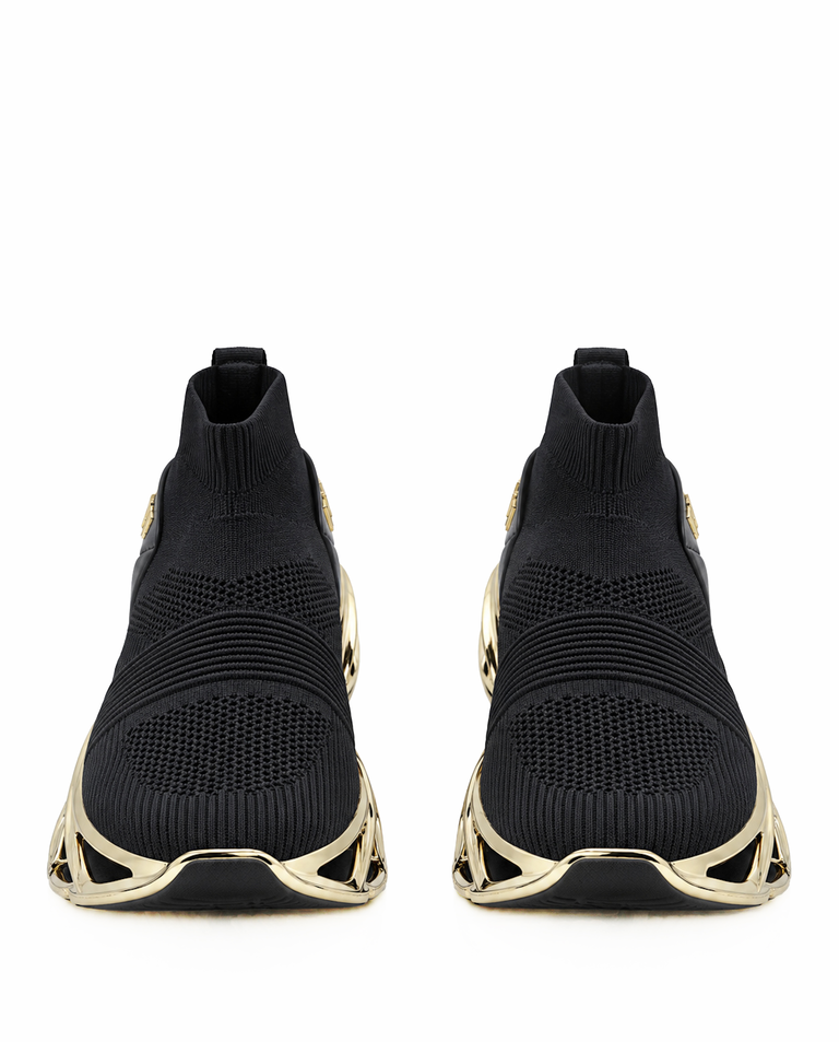 Czarno-złote sneakersy sportowe Low Sock Runner - Image #3