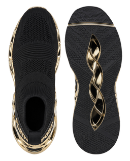 Czarno-złote sneakersy sportowe Low Sock Runner - Image #4