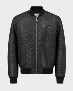 Czarna kurtka typu bomber z monogramem - Image #0