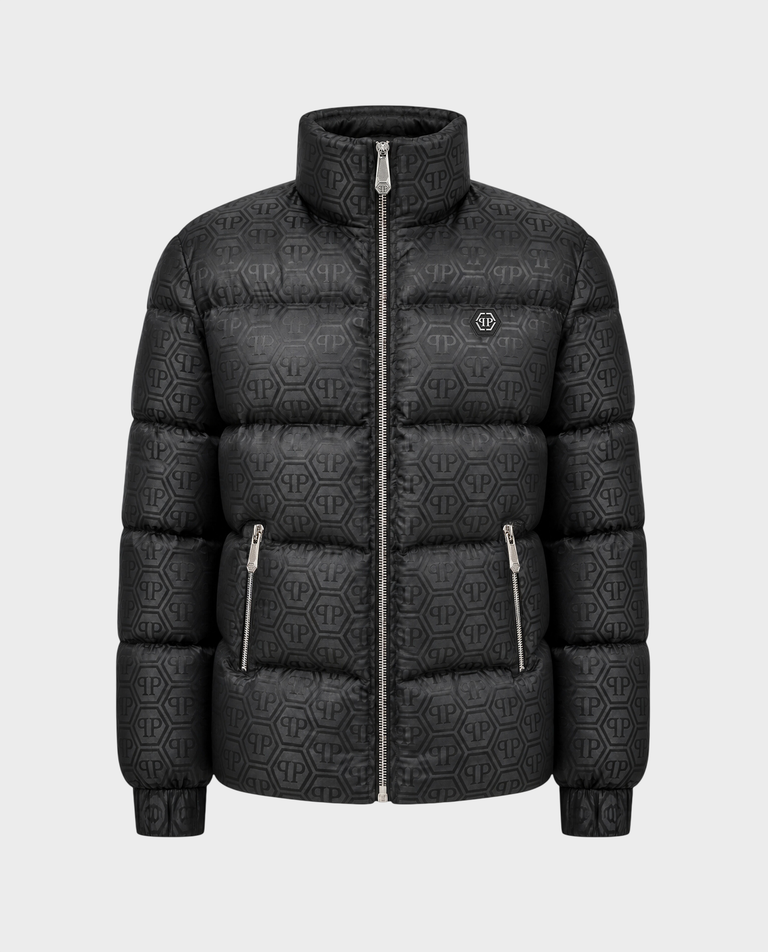Czarna kurtka puchowa z monogramem