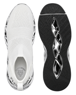 Biało-srebrne sneakersy sportowe Low Sock Runner - Image #5