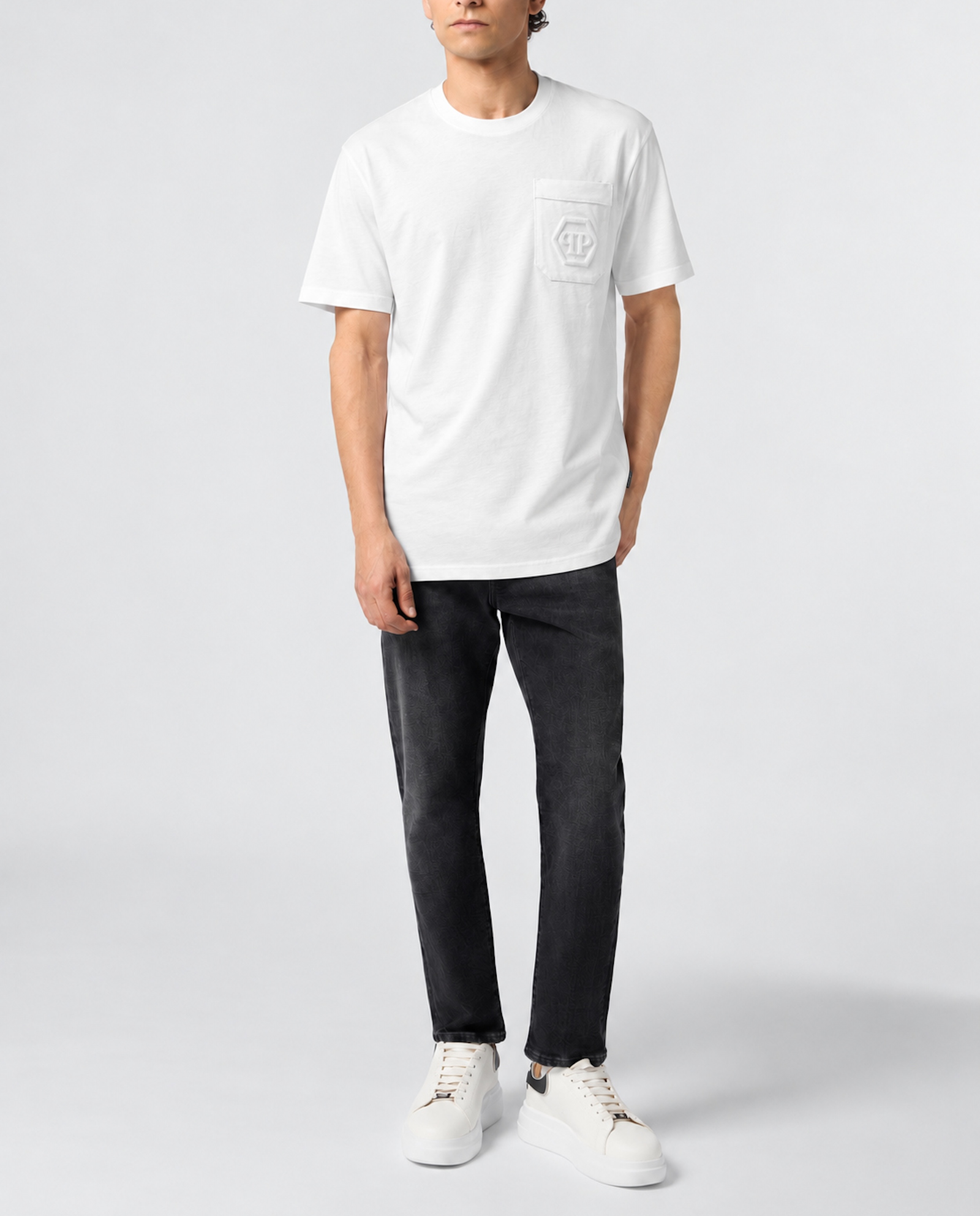 Biały t-shirt z logo - Image #3