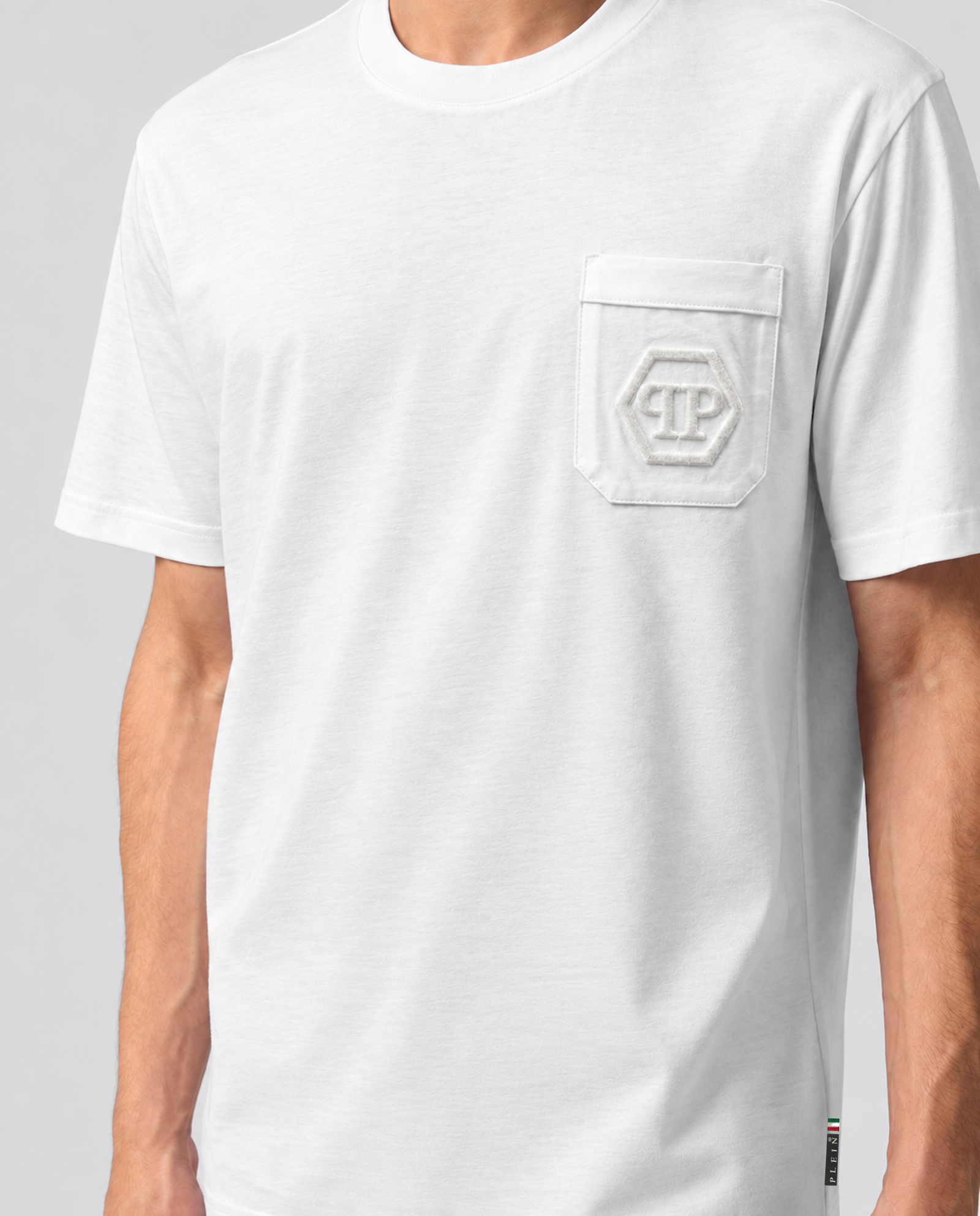 Biały t-shirt z logo - Image #4