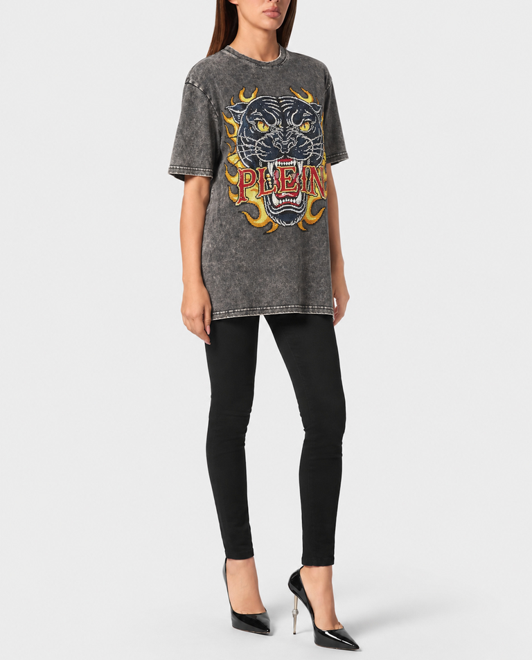 T-shirt z efektem sprania Urban Jungle Strass - Image #2