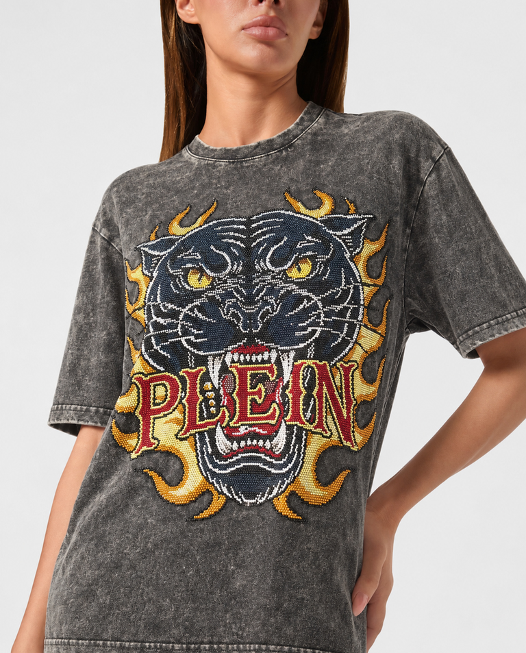 T-shirt z efektem sprania Urban Jungle Strass - Image #4
