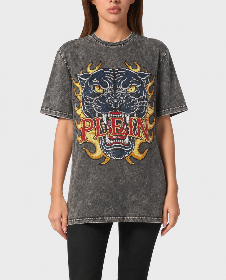 T-shirt z efektem sprania Urban Jungle Strass