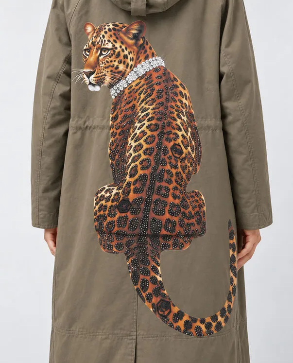 Parka z futrzanym kołnierzem Leopard Strass - Image #2