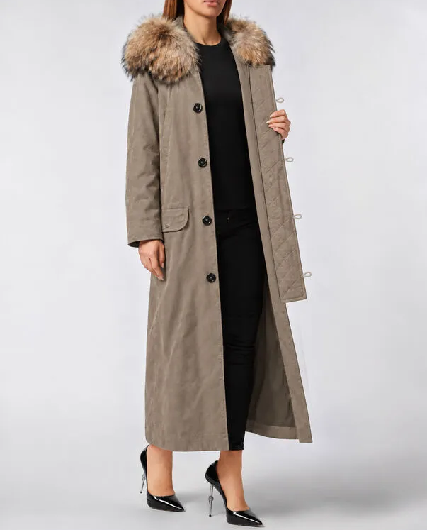 Parka z futrzanym kołnierzem Leopard Strass - Image #3