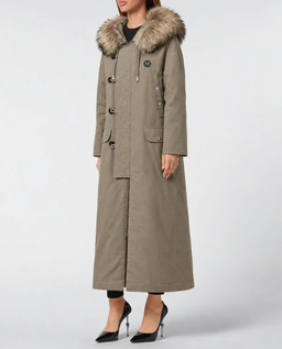 Parka z futrzanym kołnierzem Leopard Strass - Image #1