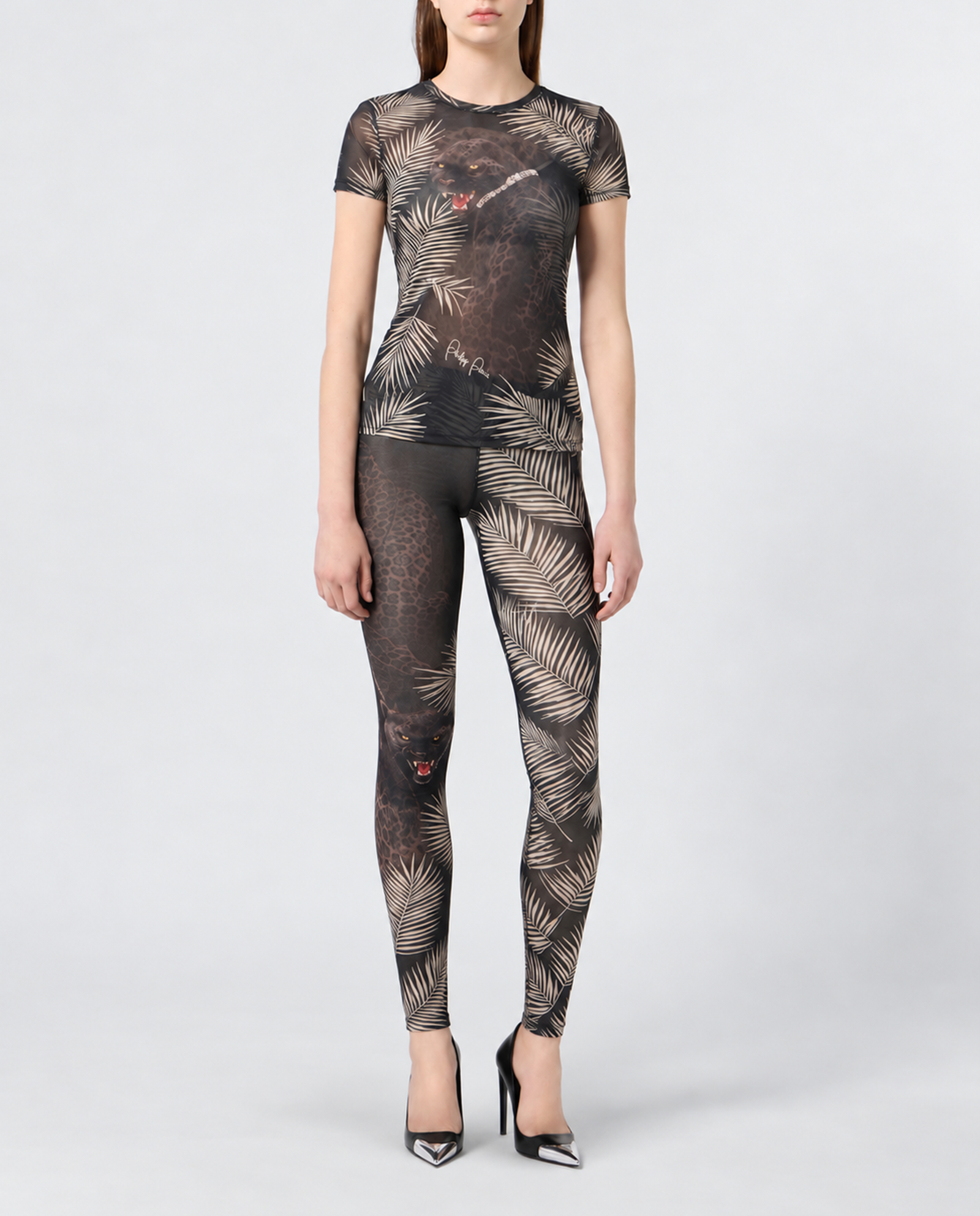 Tiulowe legginsy z motywem pantery Privé - Image #2