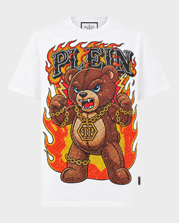 Biały t-shirt Teddy Flames Stones - Image #0