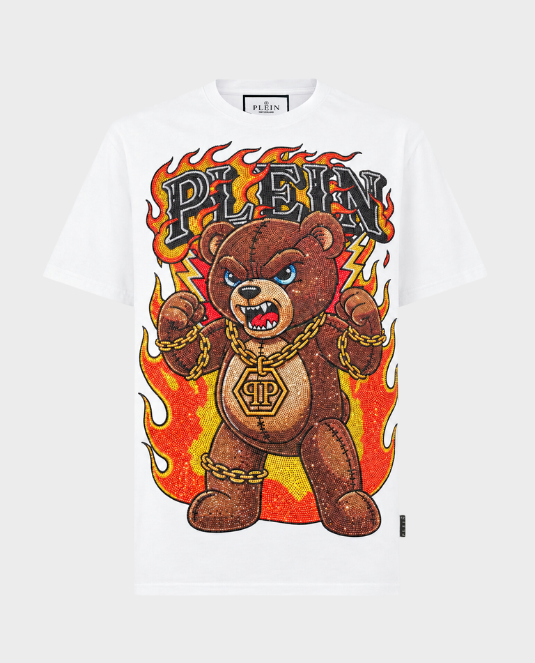 Biały t-shirt Teddy Flames Stones