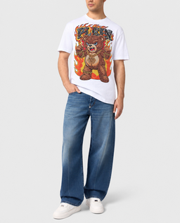 Biały t-shirt Teddy Flames Stones - Image #2