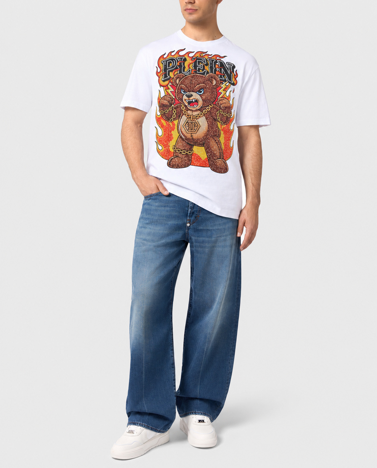 Biały t-shirt Teddy Flames Stones - Image #2