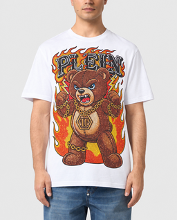 Biały t-shirt Teddy Flames Stones - Image #1