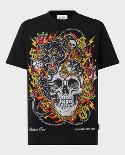 Czarny t-shirt Panther Skull Strass - Image #0