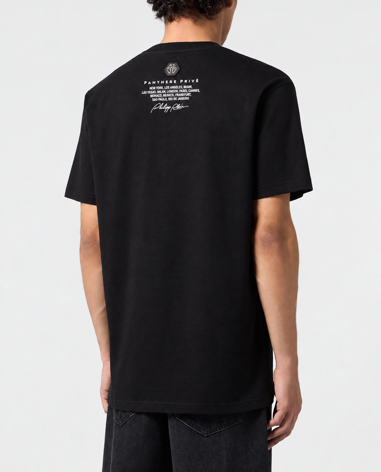 Czarny t-shirt Panther Skull Strass - Image #2